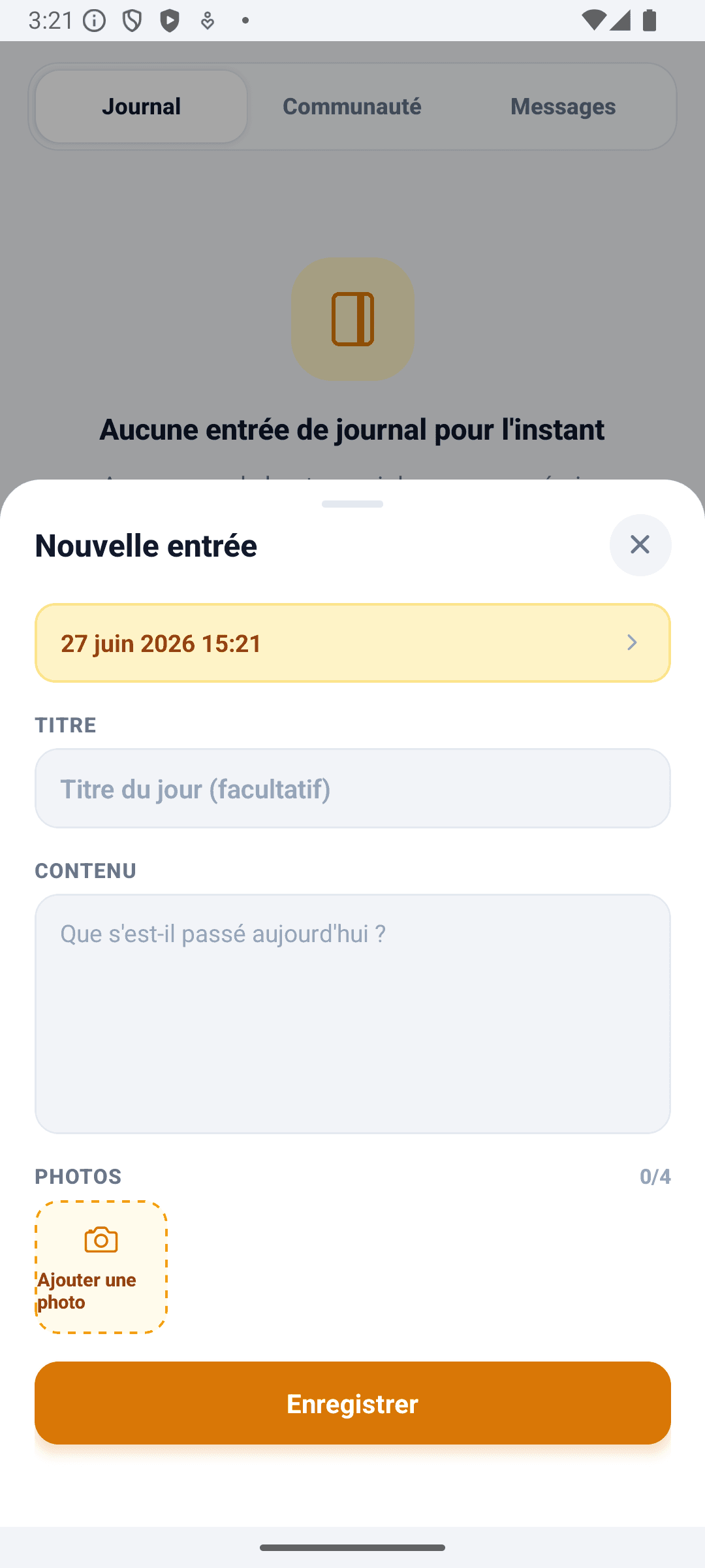 Écran journal BabyDaily nouveau journal